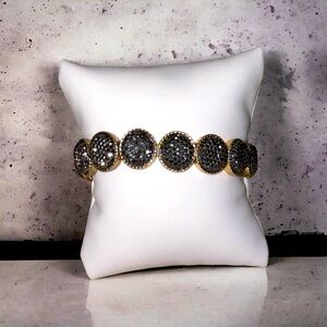 Beautiful Black Druzy Circles Encased in Gold ~ ~ NWOT